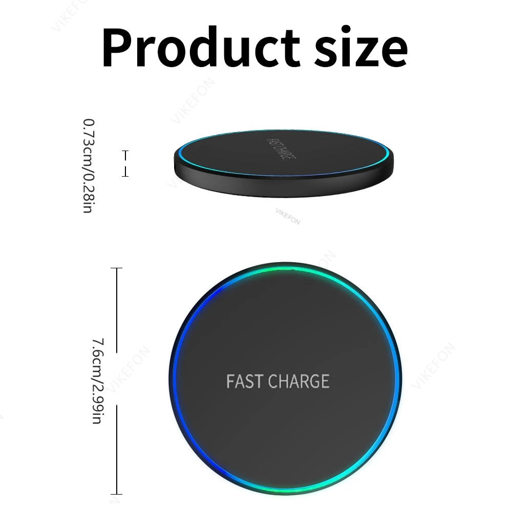 LED Light Mini Wireless Charger Pad For iPhone 17 16 15 14 13 12 Samsung S25 S24 S23 Xiaomi AirPos 4/3 Pro Fast Charger Station