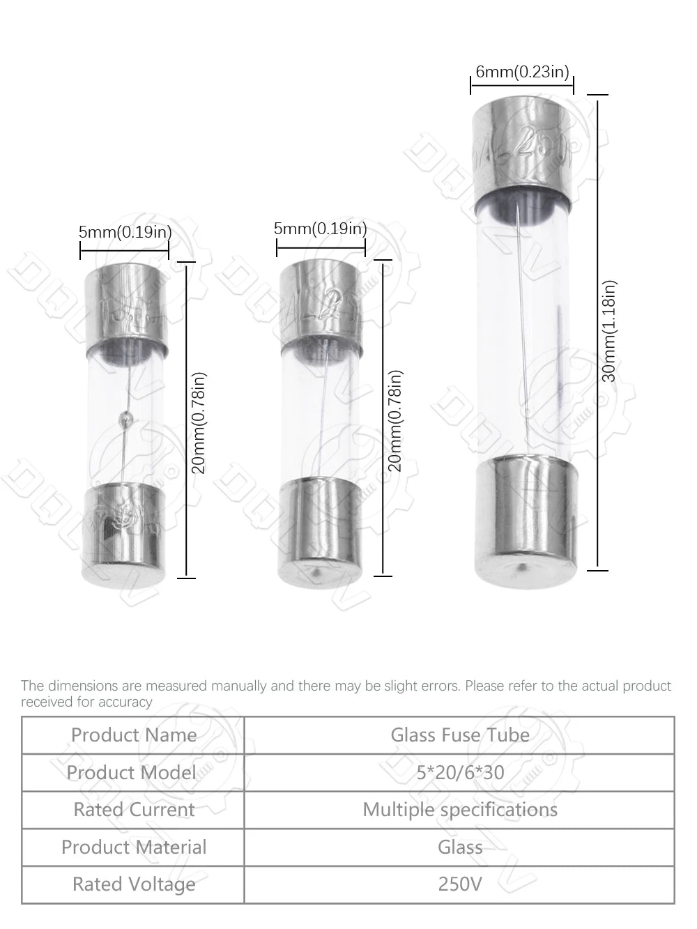 5*20mm 6*30mm Fast Blow Glass Tube Fuses 5x20mm 6x30mm 250V 0.5A 1A 2A 3A 4A 5A 6A 8A 10A 15A 20A 25A 30A AMP Slow Blow Fuse