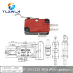 16A 250VAC SPDT Momentary Travel Limit Micro Switch 1NO1NC 3/6Pin Lever Roller V-15 V-151 V-152 V-153 V-154 V-155 Microswitch