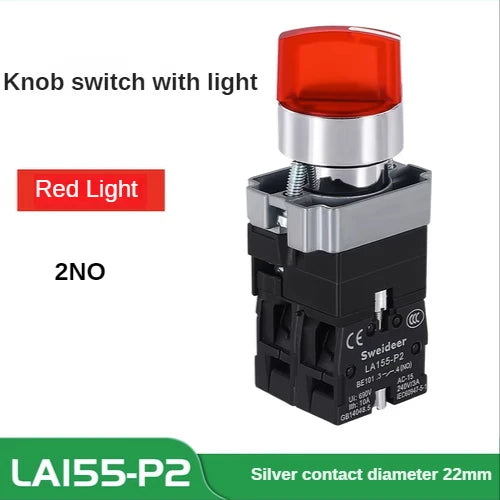 22MM Knob Switch Button LED Light Rotary Switch Momentary Latching 2/3 Position ON/OFF Power Switch 6V12V24V220V380V110V TURN