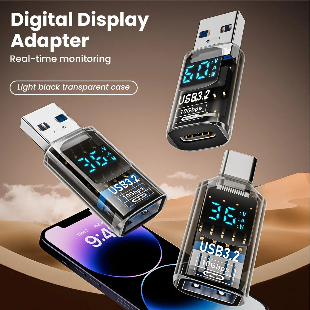 NNBILI USB 3.2 Digital Display Adapter 10Gbps USB Male TO USB Female Converter Fast Charging Data USB C Adapter For PC Laptop