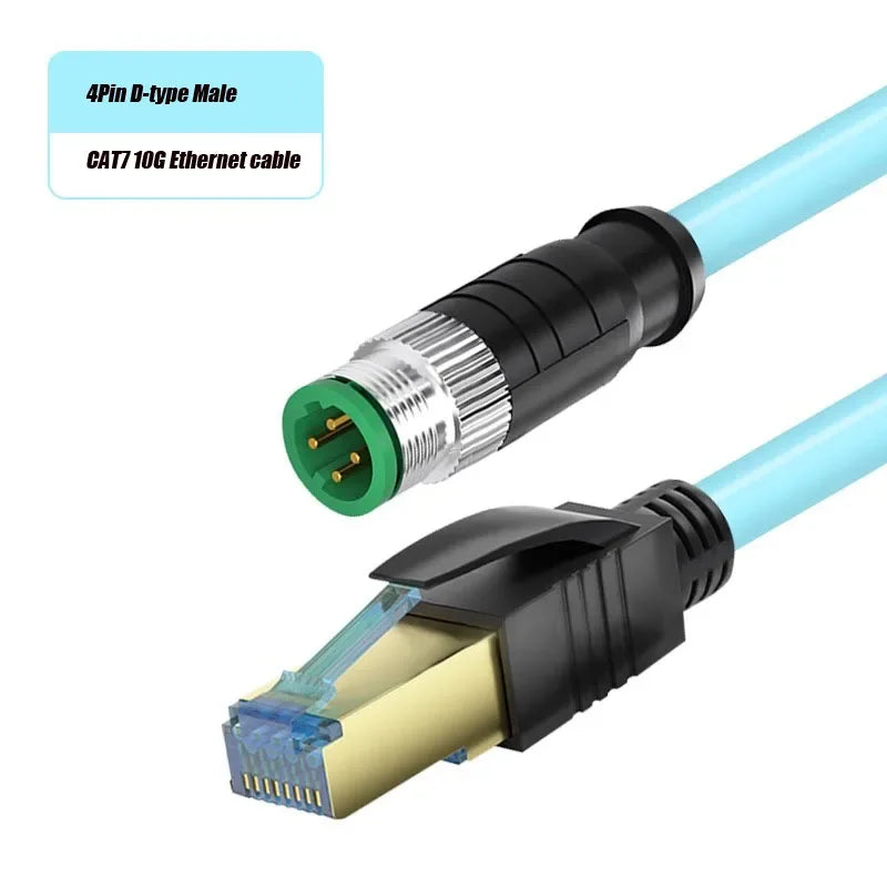 Waterproof M12 to RJ45 Network Line ip67 CAT7/CAT6A RJ45 to 4Pin 8Pin A/D/X Type Encoded Connector Cable Double Shielded Wire