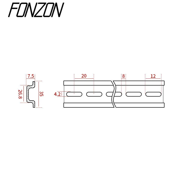 Universal Type C45 DIN Rail Terminal Blocks Relay Contactor AC Contactor Lead Guide Rail Way 35mm Wide 7.5mm High 10-50cm Length