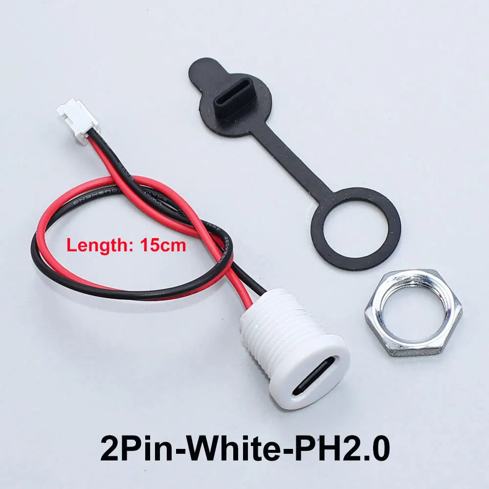 JCD 2/4/5Pin Type C Connector With Line Nut Locking Plate PH 2.0 Waterproof Cap High Current Fast Charging Jack USB C Port