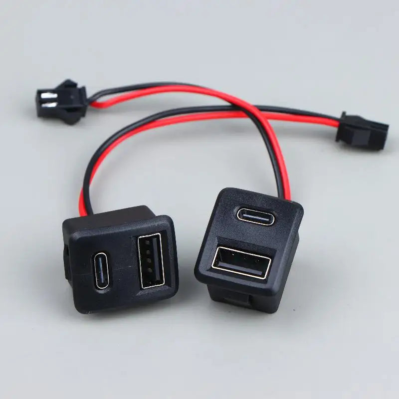 1/2/5Pcs Double Layer USB Female Base Type-C Socket With Cable Connector Female USB Lamp Charging Power Socket For Electronics
