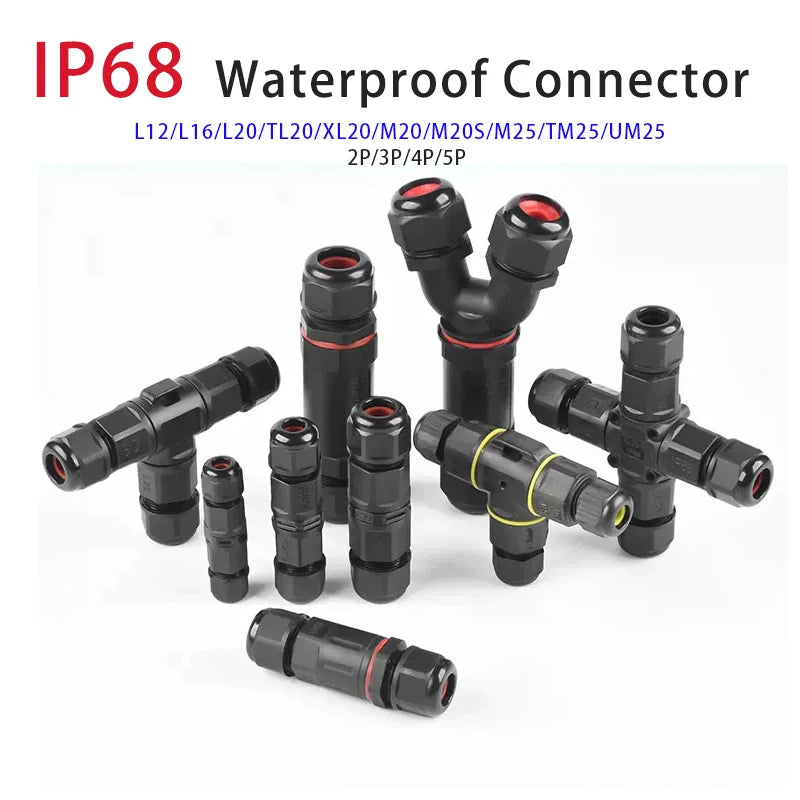 IP68 Waterproof Connector Outdoor LED Lighting Sealed Connector  Assembly Type Wire And Cable Quick Terminal Connector 2/3/4/5P