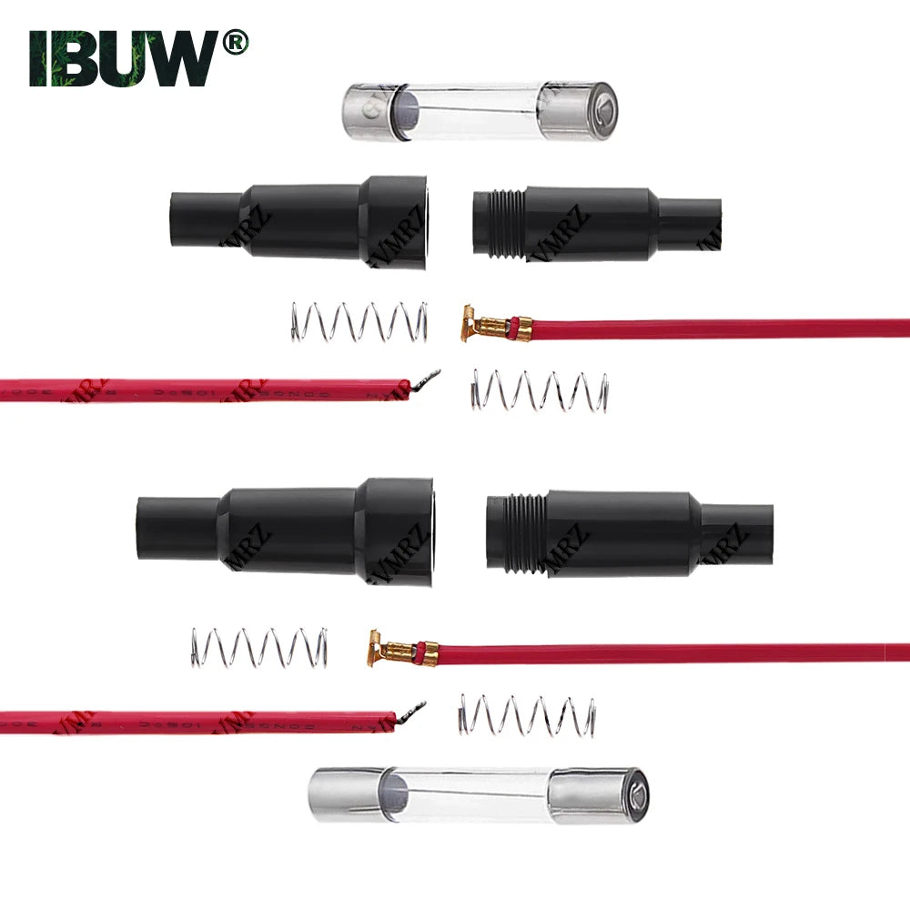 5PCS 5*20mm 5X20mm with 22AWG Wire Cable 250V 5X20MM Glass Fuse Tube Fuse Casing Glass Fuse Holder Screw Type 6x30  6*30mm