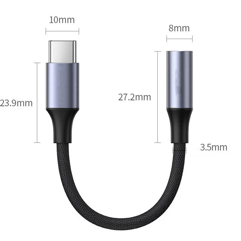 USB Type C To 3.5 Jack Earphone Adapter USB-C 3 5mm Audio Cable Converter For IPhone 15 15 Pro MAX Samsung Galaxy Huawei Xiaomi