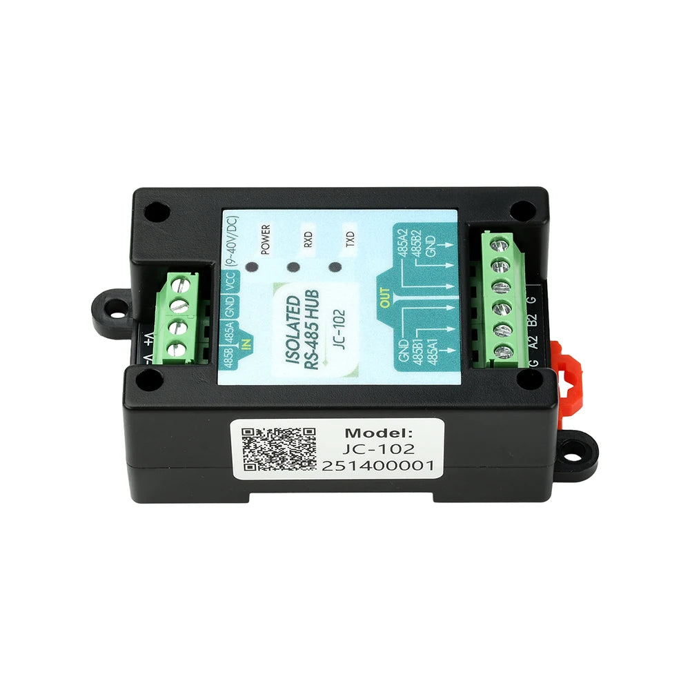 DC 9-40V RS485 2-Way Opto-Isolated Repeater Industrial-Grade 485 Hub 2-Port Anti-Interference Surge-Protected Signal Amplifier