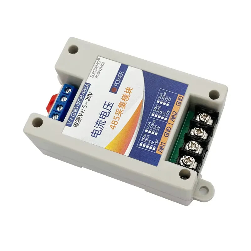Voltage Current Analog Input Data Acquisition Module, 0-100V 4-20mA to RS485 Modbus RTU, High Precision Isolated ADC DIY Board