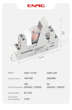 ENMG G2RL-1-E/G2RL-2 DIN Rail Relay 16A 24VDC SPDT LED Indicator Compact Electromagnetic Relay with Surge Protection TVS