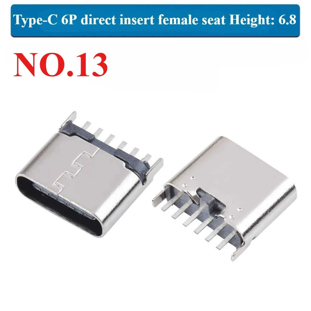 10Pcs USB Connector Type C Female Charging Port Jack 2/4/6/16 Pin Type-C Socket PCB Soldering SMD SMT DIY Repair Type C Adapter