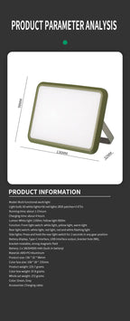 Outdoor Camping Light Super Bright Camping Floodlight Magnetic Rechargeable Led Work Light