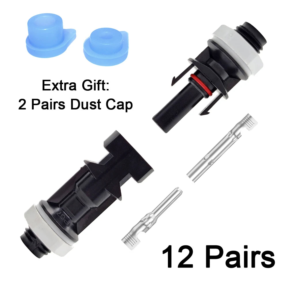 Solar Panel Mount Connector with Dust Cap M12 Thread Male Female PV Bulkhead Adapter Coupler for Inverter Combiner Box Install