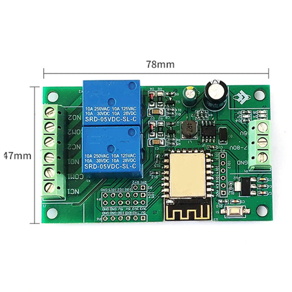ABZZ-2X ESP-12F WIFI Relay Module 2CH 5V/8-80V Relay Switch Develop Board For ARDUINO IDE