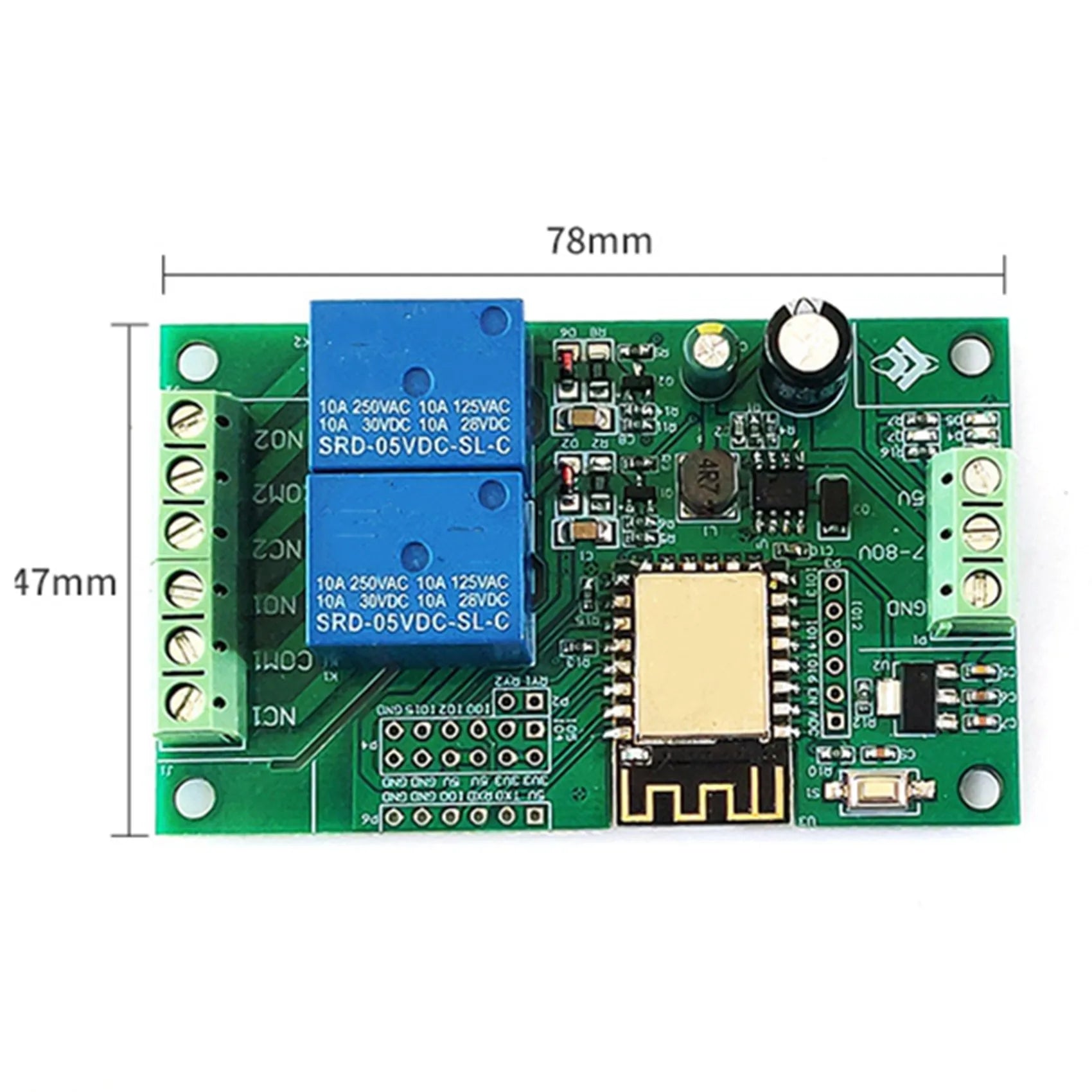 ABZZ-2X ESP-12F WIFI Relay Module 2CH 5V/8-80V Relay Switch Develop Board For ARDUINO IDE