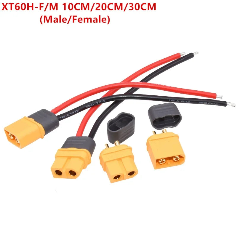 10cm/20cm/30cm 12AWG 16AWG XT60H Male to Female Plug Extending Wire Cable Adapter Convertor for Battery Power Connect