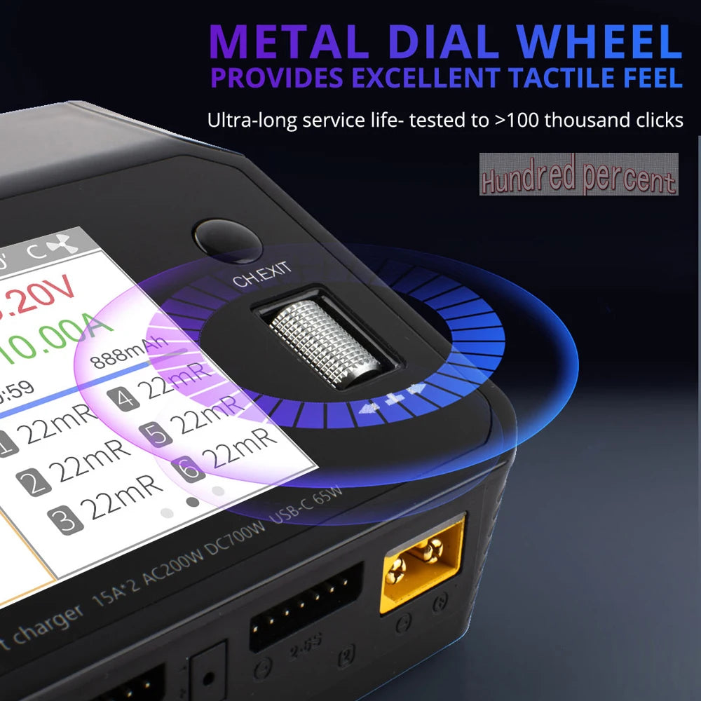 ToolkitRC M6DAC Dual Channel Smart Lipo Battery Charger Discharger AC 200W DC 350WX2 15A for 1-6S LiHV PD 65W