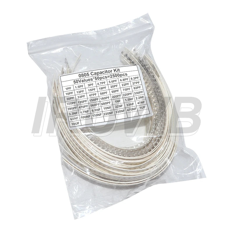 2500pcs 50Values 1pF - 10uF 100PF 10NF 100NF 0.47UF 1UF Chip Capacitance Set 0402 0603 0805 SMD Ceramic Capacitor Assorted Kit