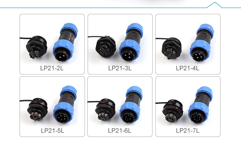 LP/SP21 Nut/Flange/Docking Waterproof Connector Welding Free 2/3/4/5/6/7 Pin IP68 Outdoor Female Plug Male Socket Screw Wiring