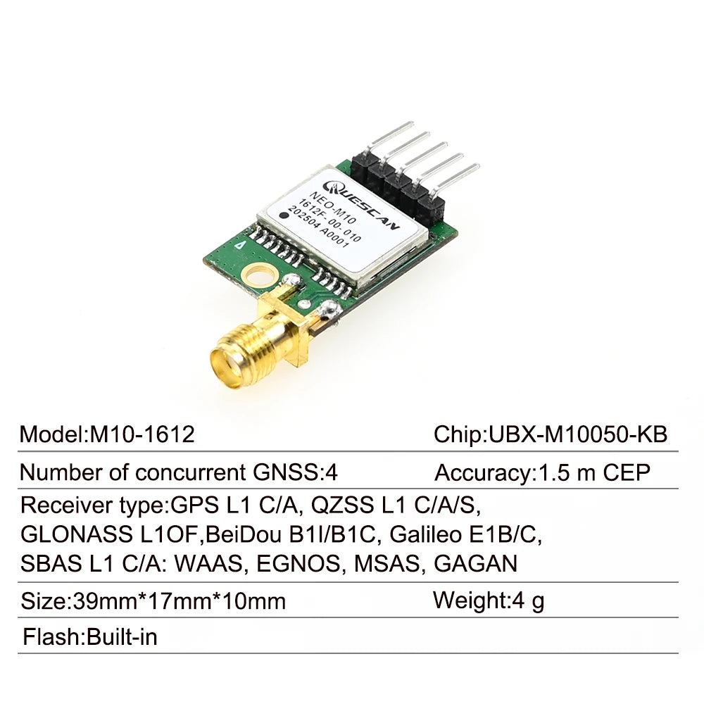 QUESCAN Ublox M10 M9 10Hz GPS Module GNSS Galileo BeiDou GLONASS QZSS SBAS ESP32 Arduino STM32 NMEA GPS Receiver ublox10 ublox9