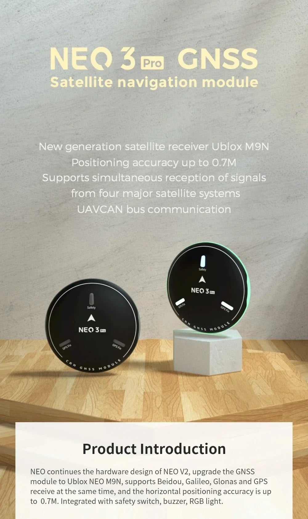 NEO 3 PRO GNSS Module with M9N GPS for Pixhawk PIX, Ardupilot PX4 Flight Controller, High Precision Navigation