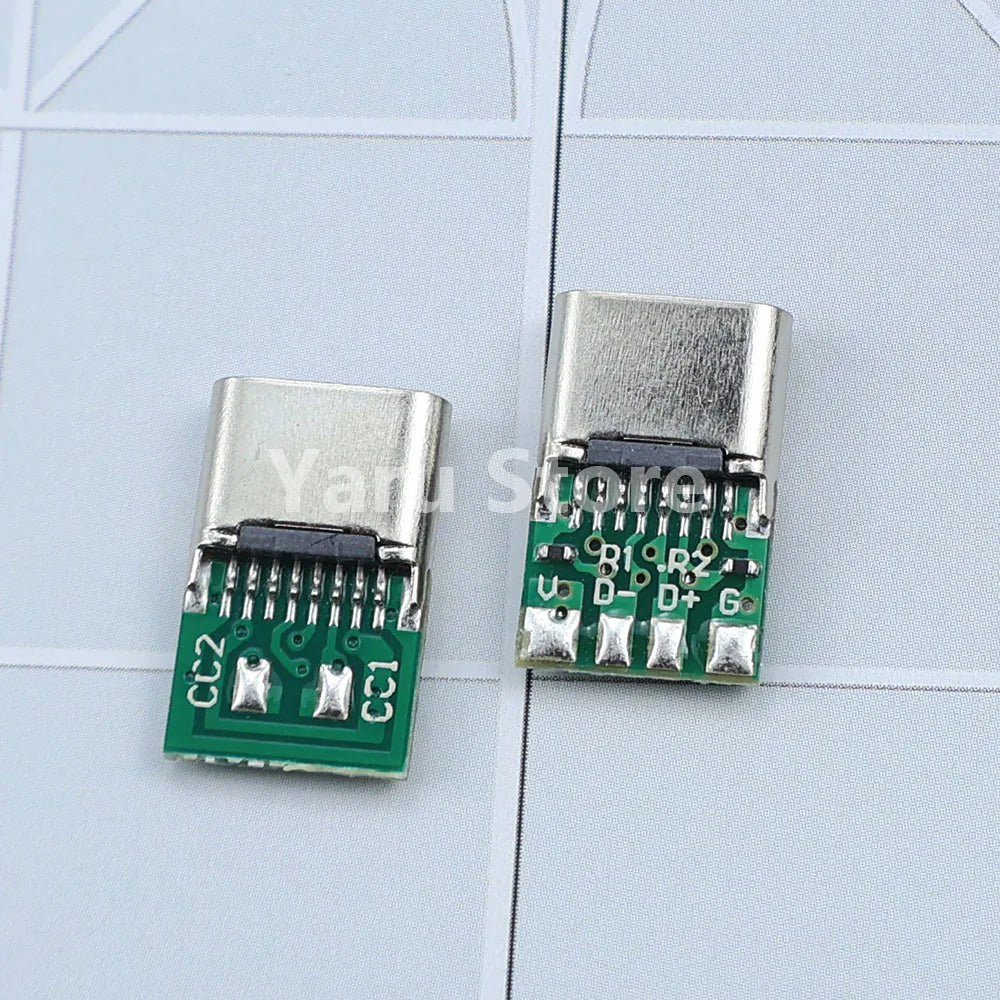 USB 3.1 Type-C Jack Connector 16Pin Female Socket Receptacle USB-C Adapter to Solder Cable 6 Solder Joints with CC1 CC2 5.1K
