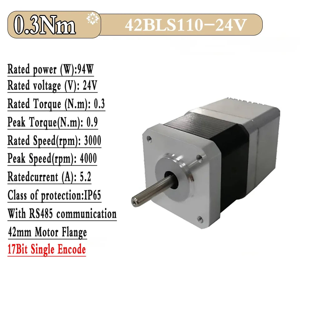 24V 48V DC Servo Motor All-in-one Integrated In Drive Low Voltage 42/57/86mm Motor 3000RPM 17Bit Absolute Encoder With RS485