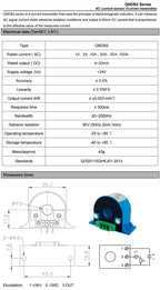 AC Current Sensor QNDB2 Input 5A 10A 20A 50A 100A Output 4 20mA CT Current Transformer Transmitter Current Transducer 420mA