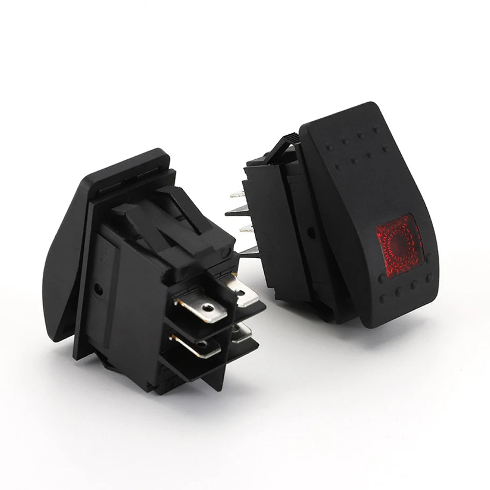 ABILKEEN KCD2 Rocker Marine Switch DC12-24V ON-OFF Latching Toggle Rocker Push Button with LED Illuminate 4-Pin Terminal