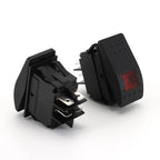 ABILKEEN KCD2 Rocker Marine Switch DC12-24V ON-OFF Latching Toggle Rocker Push Button with LED Illuminate 4-Pin Terminal
