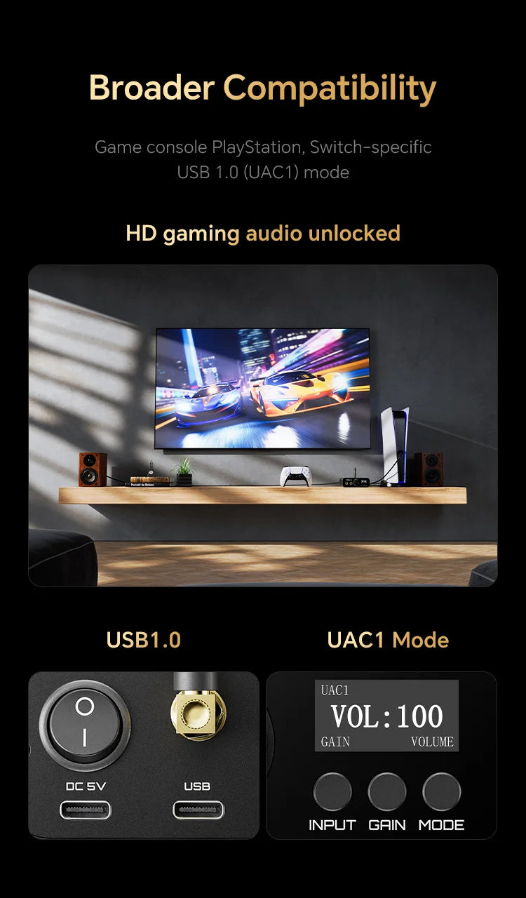 TempoTec March III-M3 2*CS43198 HIFI USB DAC,Bluetooth DAC,UAC1.0 for PlayStation PS4,PS5,UAC2.0, EQ,Filter,DSD512/LDA