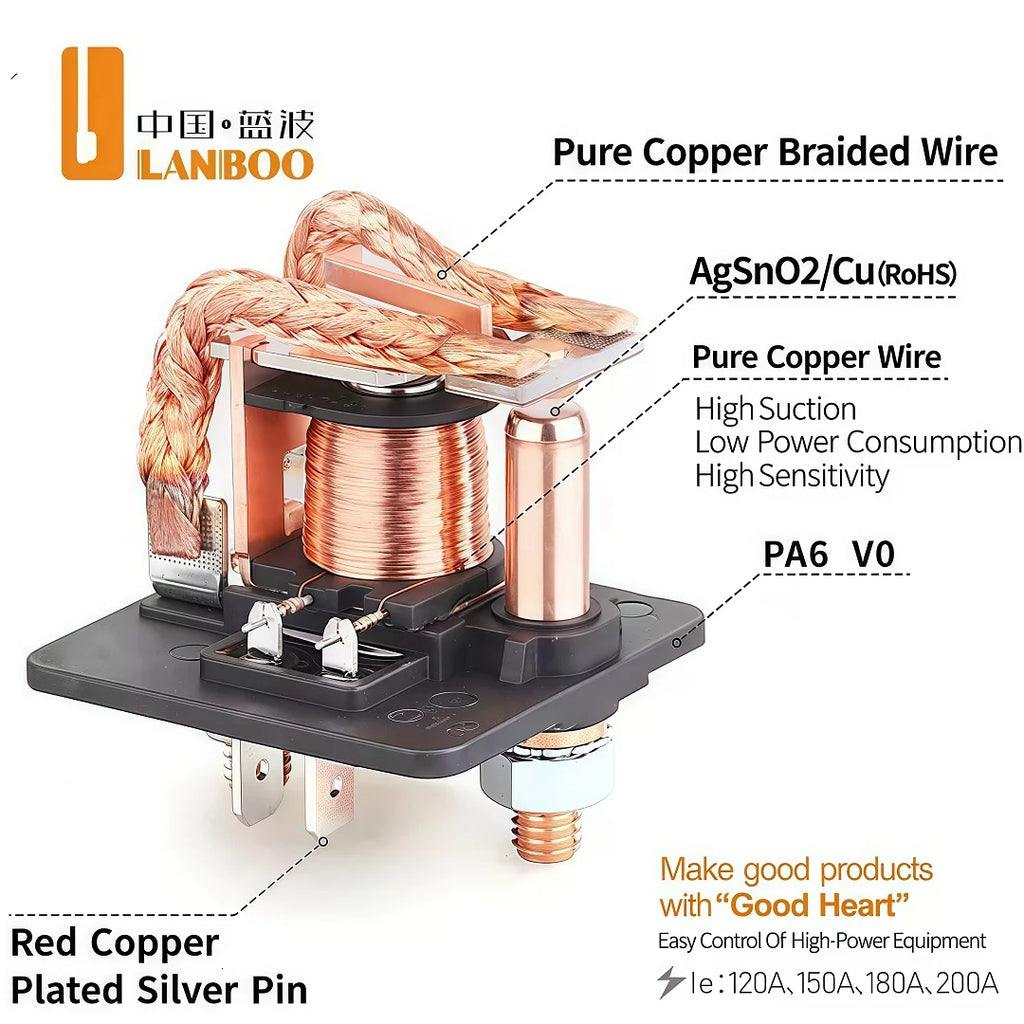 LANBOO New Product 150A Car Relay 12V/24V, High Current Car Starter Relay, Auto Power Relay