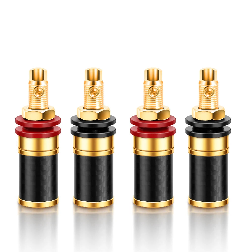 HIFI 4Pcs Gold/Rhodium Plated Copper Speaker Binding Post Female Banana  Connector HIFI Audio AMP Banana Plug  Socket  Terminal