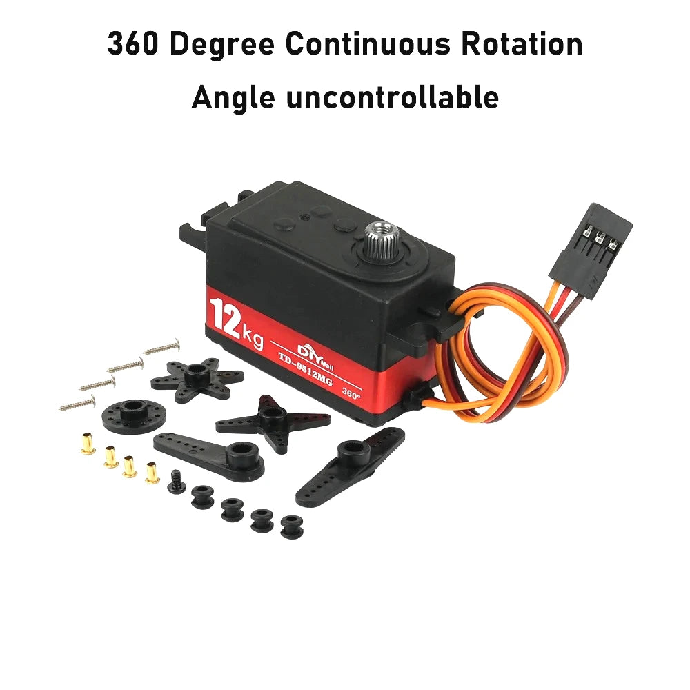 12kg Short Body Low Profile Digital Servo Metal Gear 180° 270° 360° for Arduino RC Car Drift 1:10 1:12 Fix-wing Robot Arm