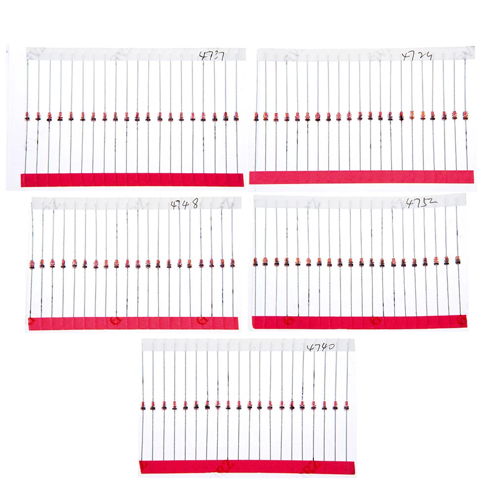 600PCS 30Values 1W Zener Diode Kit 3V-47V Box for Electronics Voltage Regulation Projects 7V5 10V 16V 18V 22V 27V 43V 36V 33V