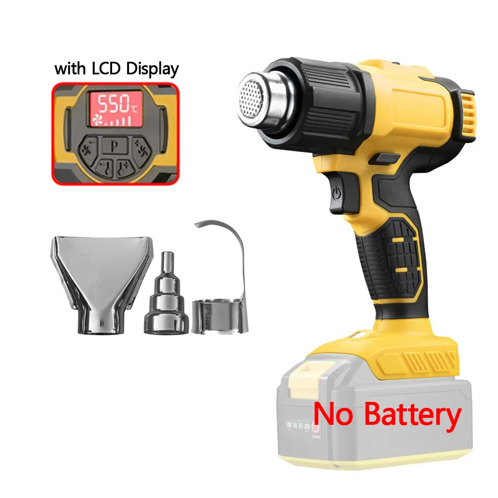 VILASTING Hot Air Gun 550℃ Adjustable Temperature Cordless Electric Heat Gun with Nozzles LED Display For Dewalt 18V Battery Pin