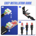 AMPCOM Tool Free RJ45 Connector, No Crimp Tool Less UTP 1000Mbps CAT6/CAT6A Modular PLug for Stranded Solid Lan Ethernet Cable