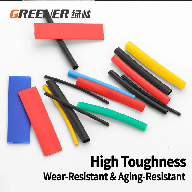GREENER 127/580/800pcs 2:1 Heat Shrink Tubing Kit Polyolefin Colorful Flame Retardant Waterproof Wire Cable Sleeve For Home DIY