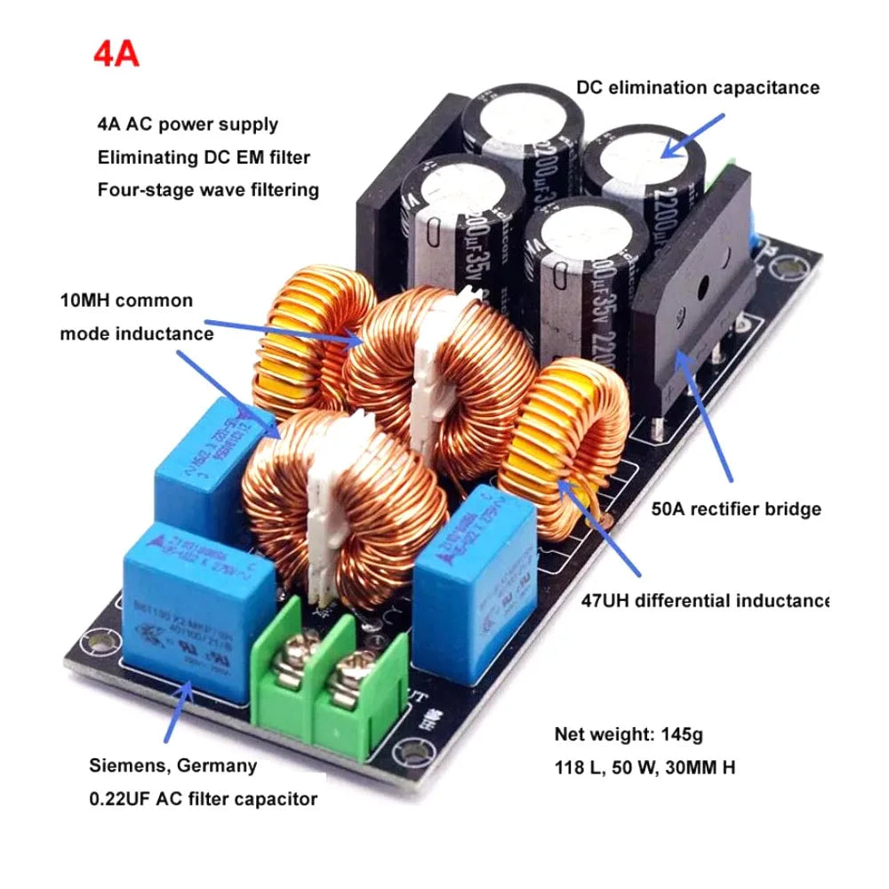4A 10A 20A AC EMI POWER Filter 110V 220V EMC Purify Power RFI DC Isolator Eliminate Sound Noise Audio DAC Amplifier Purification