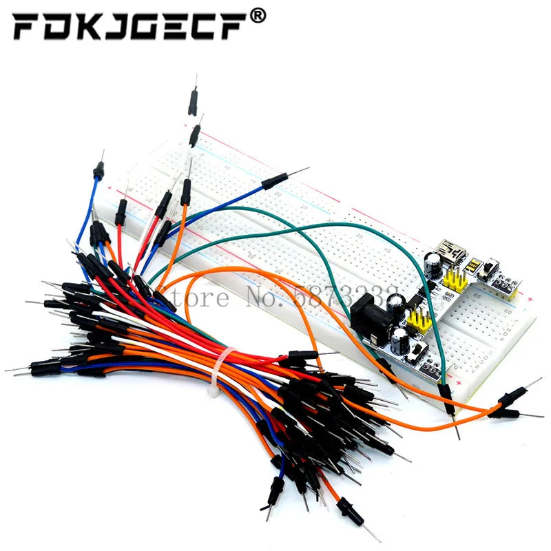 3.3V/5V MB102 Breadboard power module + 65 jumper wires + MB-102 830 points Prototype Bread board for arduino kit