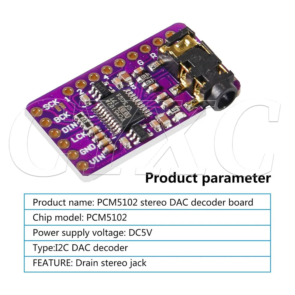 Interface I2S PCM5102A DAC Decoder GY-PCM5102 I2S Player Module For Raspberry Pi pHAT Format Board Digital PCM5102 Audio Board