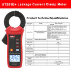 UNI-T UT251A UT251B+ UT251+ UT251C PLUS Current Leakage Clamp Meter Pliers Ammeter Professional AC Current Leak Tester