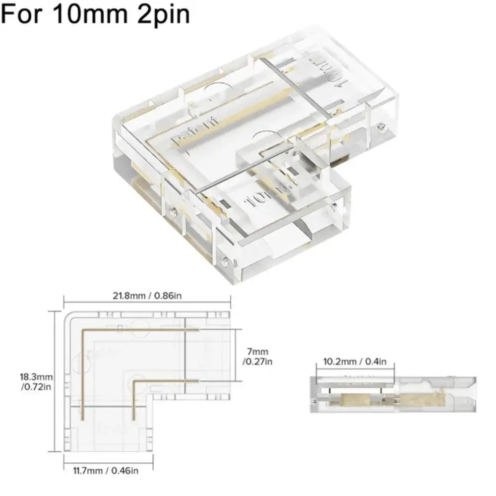 COB LED Connectors 90 Degree L Shape Corner 5/8/10mm Solderless For CCT FCOB RGB Strip Lights 2/3/4 Pin Connector Strip to Strip
