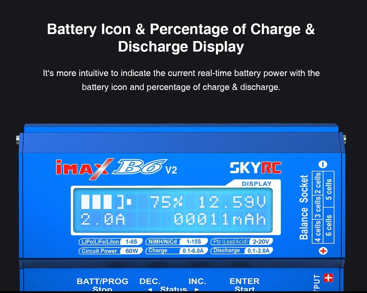SKYRC IMax B6 V2  Charger With AC POWER 12v 5A Adapter Digital LCD Lipo NiMh 3S battery Balance Charger  for Rc Car Drone