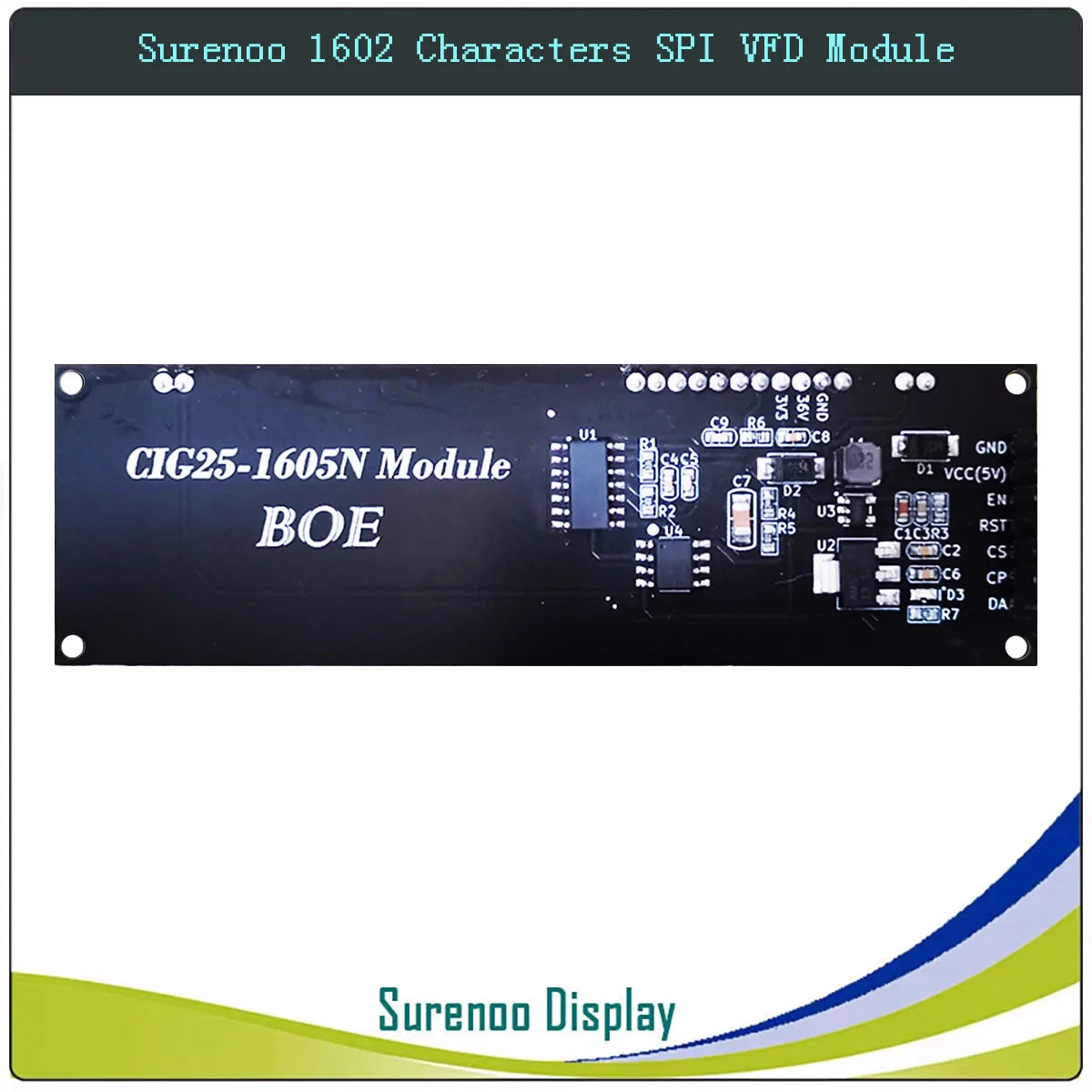 Surenoo 7P Serial SPI 1602 162 16X2 VFD LCD Module Display Screen for Arduino STM32 C51 Code
