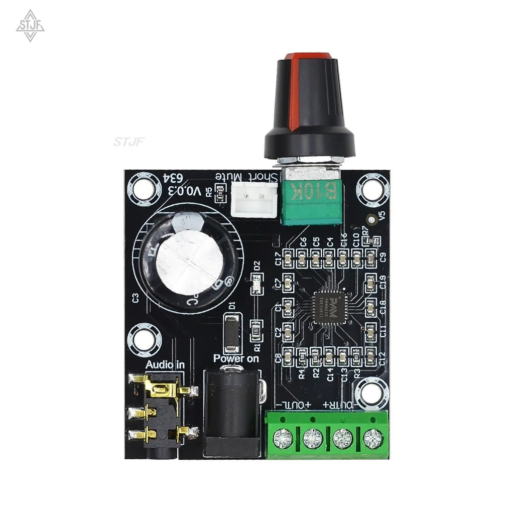 STJF PAM8610 dual channel 12V HD power amplifier board Pure digital power amplifier 15W*2 power amplifier module