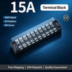 1Pc Dual Row Screw Terminal Block TB1503-TB1520 15A Fixed Wiring Strip Wire Connector