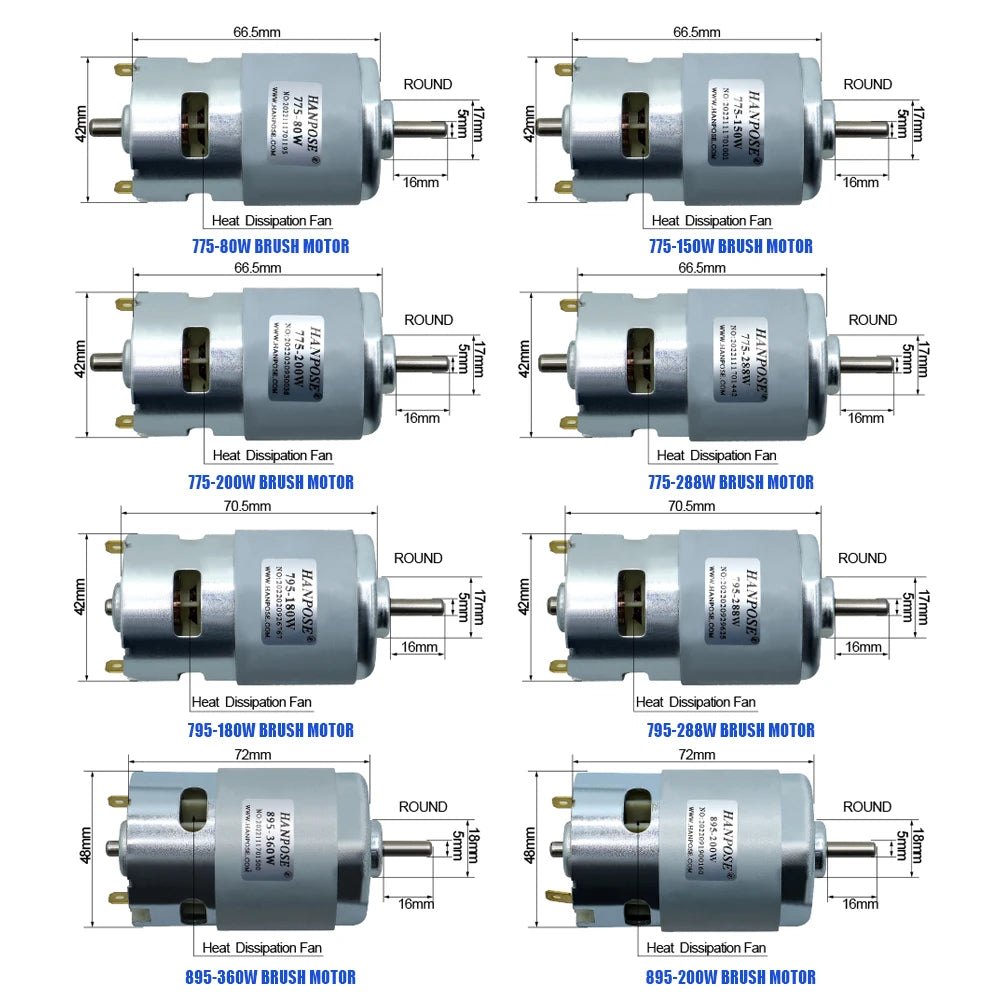 775 795 895 Electric spindle Motor 0.2-0.98N.m For Drill 80-360W 3000-12000RPM with two ball bearing Rated DC12-24 Universal