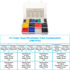 127-800 Pcs Boxed Heat Resistant Tubing Heat Shrinkable Tubing Heat Shrink Packaging Kit Electrical Connection Cable Protection